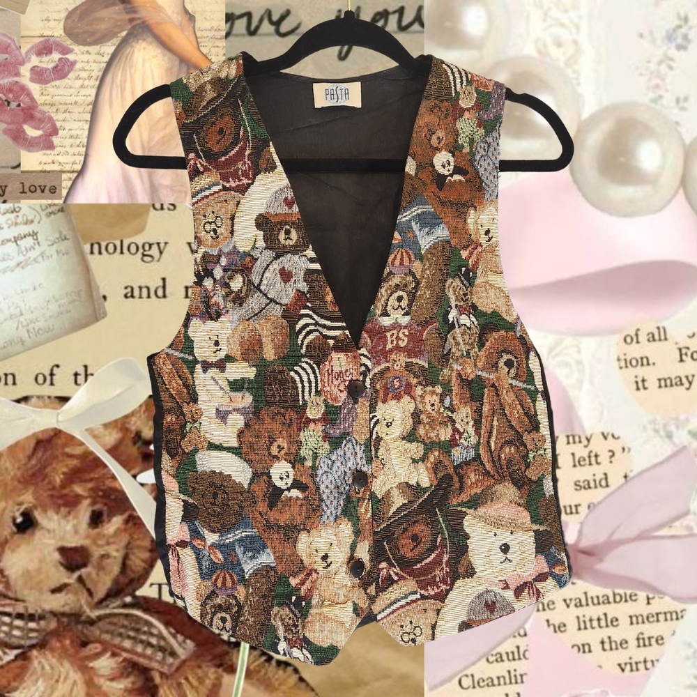 Charming Bear Pattern Vest - Multicolor - image 1